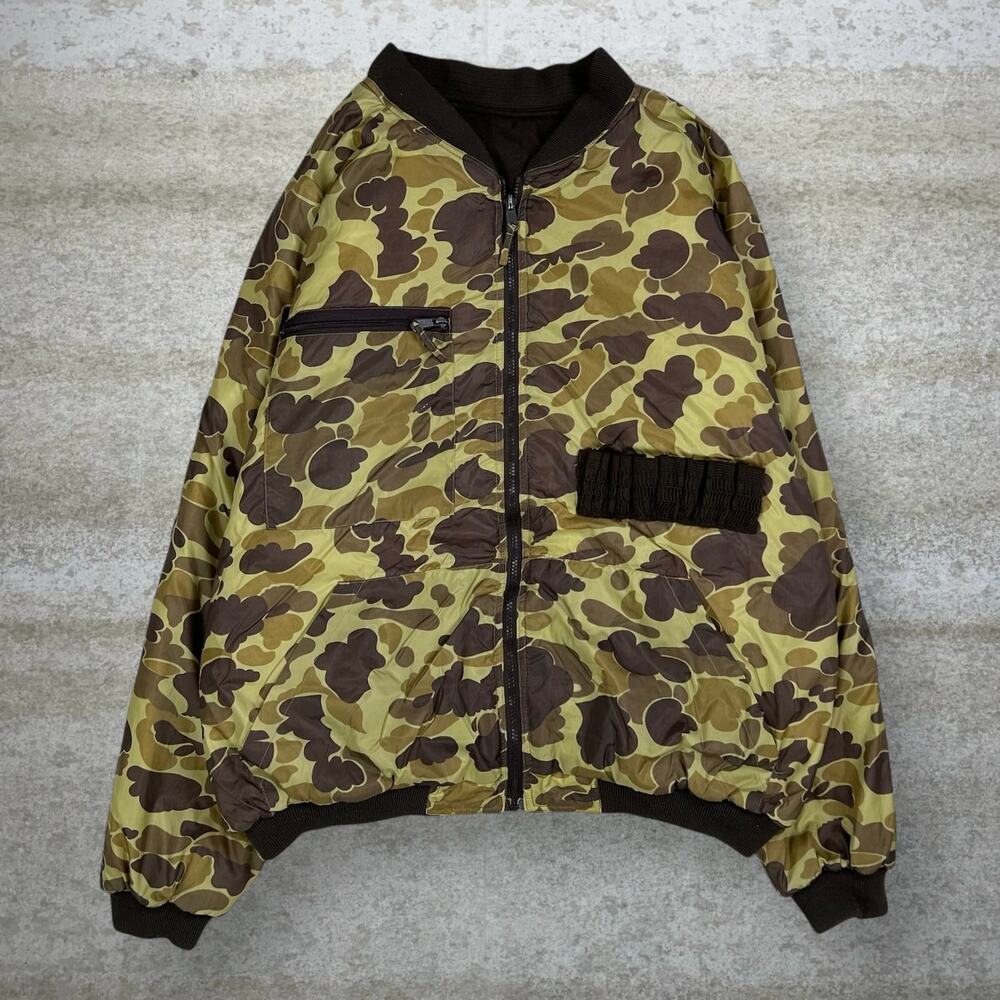 Vintage 90s Puffer Jacket Mens XL Duck Hunting Camo Full Zip Insulated Woodland